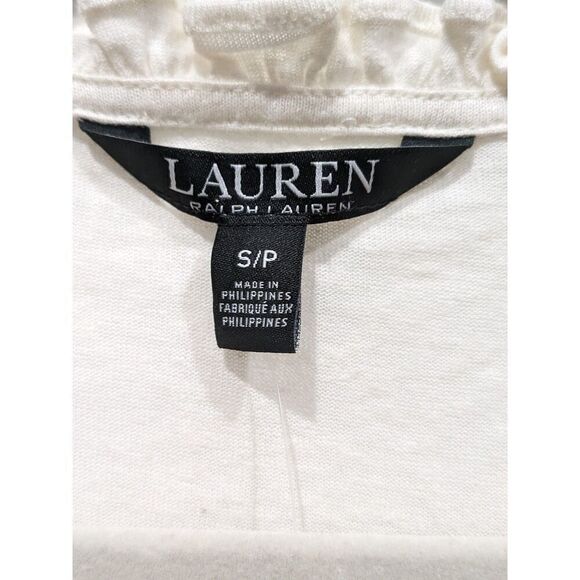 New! Lauren Ralph Lauren Black Label Linen Blend Ruffled Keyhole Blouse, S - Picture 11 of 11